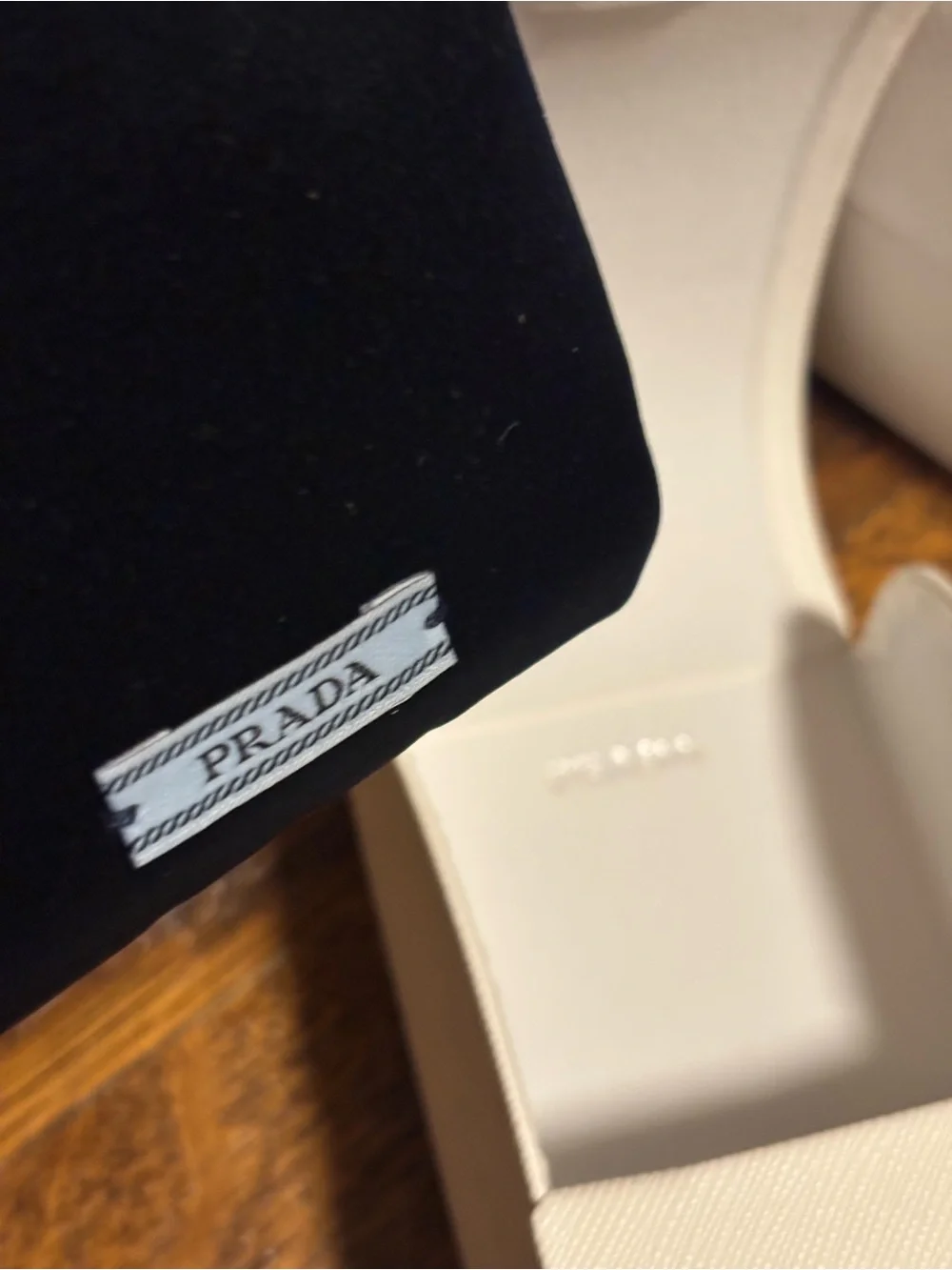 Prada White Saffiano Leather Eyewear Case with Navy Pouch